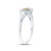Load image into Gallery viewer, Sterling Silver Womens Round Diamond Mom Mother 2-tone Heart Ring .02 Cttw
