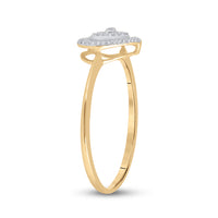 Load image into Gallery viewer, 10kt Yellow Gold Womens Round Diamond Slender Heart Cluster Ring 1/20 Cttw
