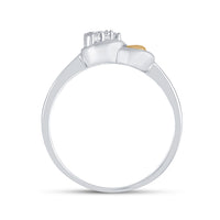 Load image into Gallery viewer, Two-tone Sterling Silver Womens Round Diamond Double Heart Ring .03 Cttw
