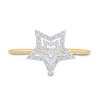 Load image into Gallery viewer, 10kt Yellow Gold Womens Round Diamond Star Ring 1/20 Cttw
