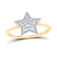 Load image into Gallery viewer, 10kt Yellow Gold Womens Round Diamond Star Ring 1/20 Cttw
