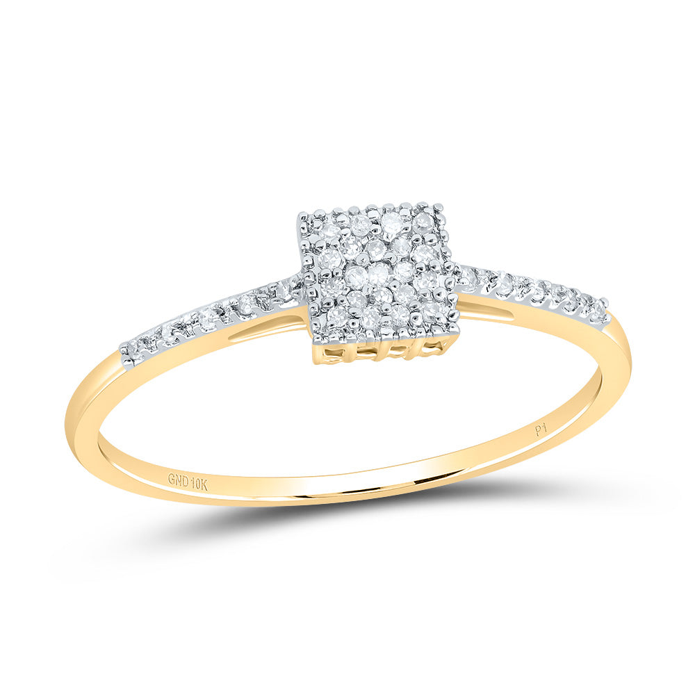 10kt Yellow Gold Womens Round Diamond Cluster Ring 1/12 Cttw