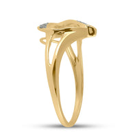 Load image into Gallery viewer, 10kt Yellow Gold Womens Round Diamond Split-shank Heart Ring 1/20 Cttw
