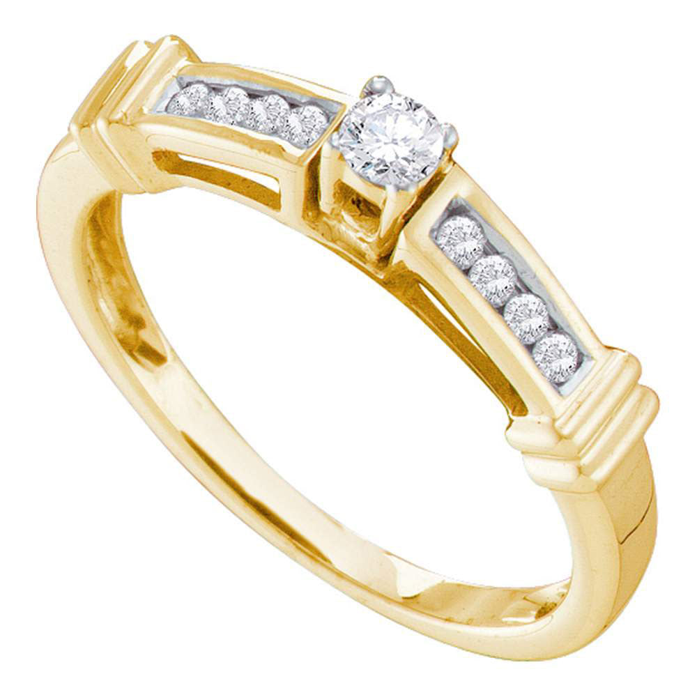 14kt Yellow Gold Womens Round Diamond Solitaire Bridal Wedding Engagement Ring 1/4 Cttw
