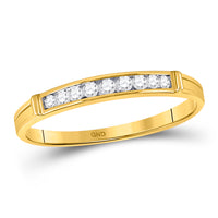 Load image into Gallery viewer, 14kt Yellow Gold His &amp; Hers Round Diamond Solitaire Matching Bridal Wedding Ring Band Set 1/2 Cttw
