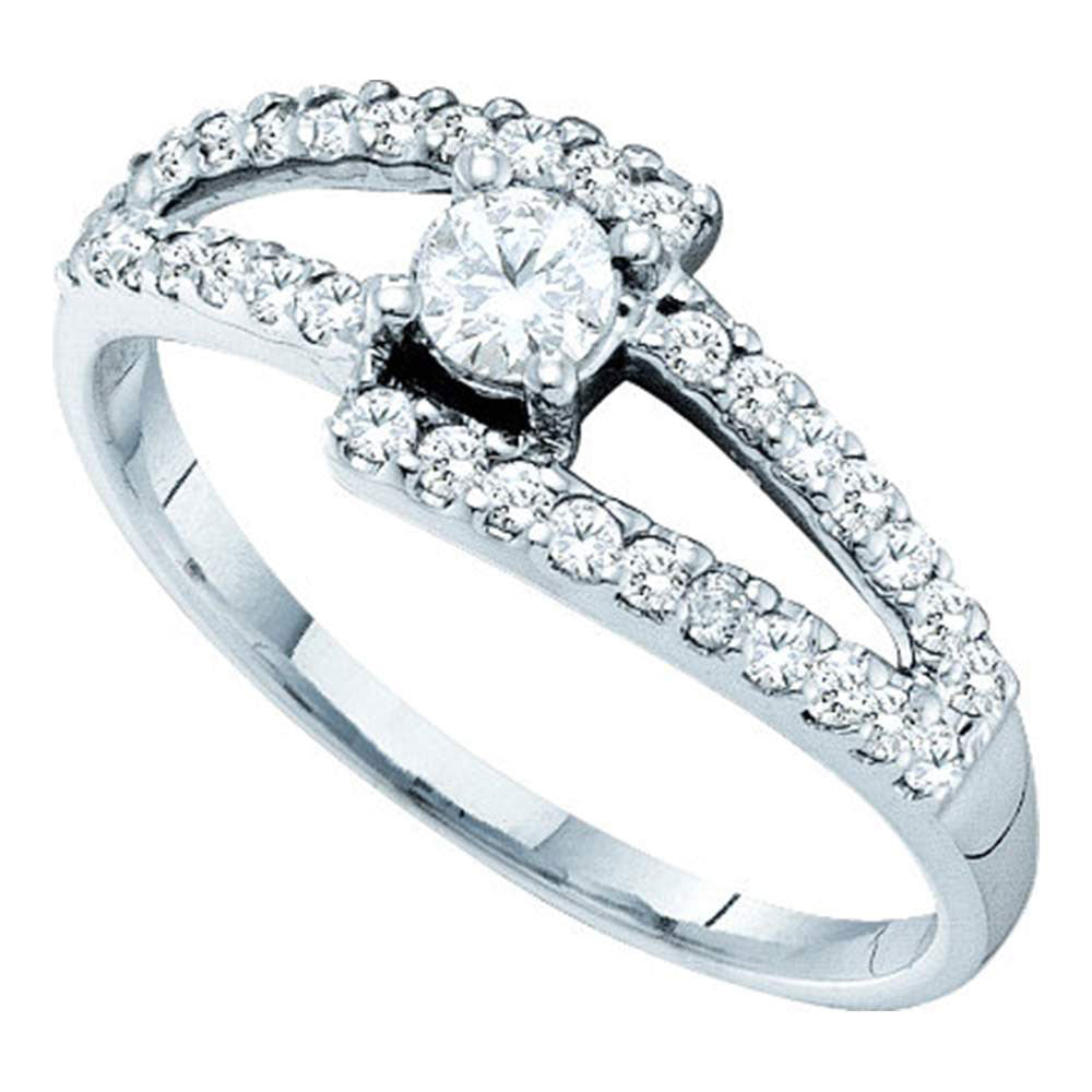 14kt White Gold Womens Round Diamond Solitaire Bridal Wedding Engagement Ring 1/2 Cttw