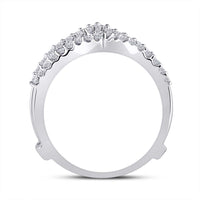 Load image into Gallery viewer, 14kt White Gold Womens Round Diamond Ring Guard Wrap Enhancer Wedding Band 1/2 Cttw
