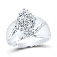 Load image into Gallery viewer, 10kt White Gold Womens Round Diamond Cluster Ring 1/8 Cttw
