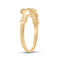 Load image into Gallery viewer, 10kt Yellow Gold Womens Round Diamond Claddagh Heart Ring .02 Cttw
