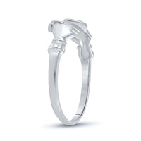 Load image into Gallery viewer, 10kt White Gold Womens Round Diamond Claddagh Heart Ring .01 Cttw
