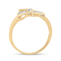Load image into Gallery viewer, 10kt Yellow Gold Womens Round Diamond Double Heart Ring 1/12 Cttw
