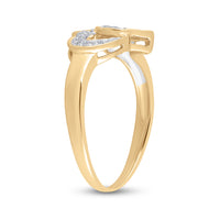 Load image into Gallery viewer, 10kt Yellow Gold Womens Round Diamond Double Heart Ring 1/12 Cttw
