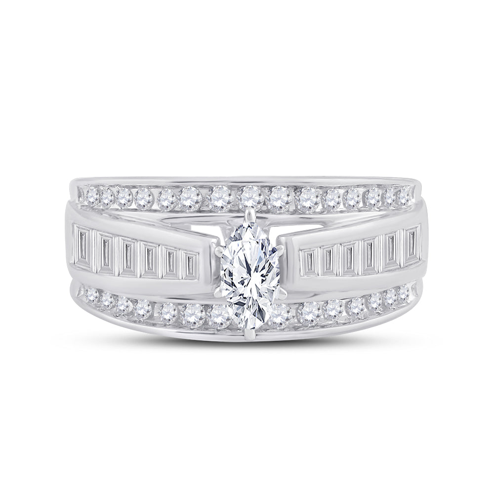 14kt White Gold Womens Marquise Diamond Solitaire Bridal Wedding Engagement Ring 1.00 Cttw