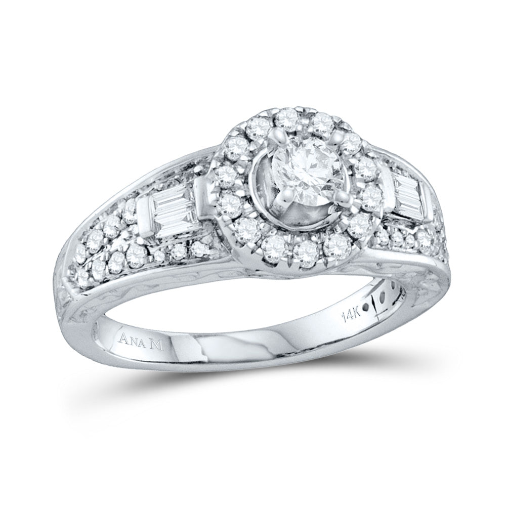 14kt White Gold Womens Round Diamond Solitaire Bridal Wedding Engagement Ring 1.00 Cttw