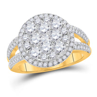 Load image into Gallery viewer, 14kt Yellow Gold Womens Round Diamond Right Hand Cluster Ring 1-3/4 Cttw
