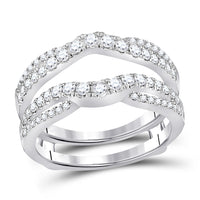Load image into Gallery viewer, 14kt White Gold Womens Round Diamond Wrap Ring Guard Enhancer 5/8 Cttw
