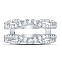 Load image into Gallery viewer, 14kt White Gold Womens Round Diamond Wrap Ring Guard Enhancer 5/8 Cttw
