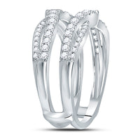 Load image into Gallery viewer, 14kt White Gold Womens Round Diamond Wrap Ring Guard Enhancer 5/8 Cttw
