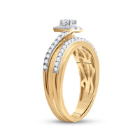 Load image into Gallery viewer, 14kt White Gold Womens Round Diamond Halo Bridal Wedding Engagement Ring Band Set 5/8 Cttw
