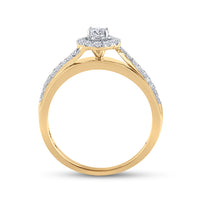 Load image into Gallery viewer, 14kt White Gold Womens Round Diamond Halo Bridal Wedding Engagement Ring Band Set 5/8 Cttw
