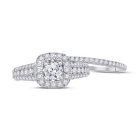 Load image into Gallery viewer, 14kt White Gold Womens Round Diamond Bridal Wedding Engagement Ring Band Set 1-1/2 Cttw (Certified)
