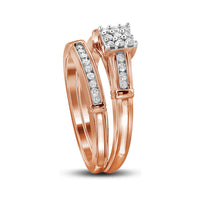 Load image into Gallery viewer, 10kt Rose Gold Womens Round Diamond Bridal Wedding Engagement Ring Band Set 1/5 Cttw

