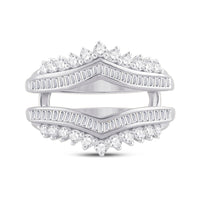 Load image into Gallery viewer, 14kt White Gold Womens Round Diamond Modern Wrap Ring Guard Enhancer 3/4 Cttw
