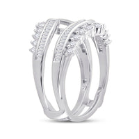 Load image into Gallery viewer, 14kt White Gold Womens Round Diamond Modern Wrap Ring Guard Enhancer 3/4 Cttw
