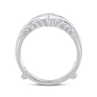 Load image into Gallery viewer, 14kt White Gold Womens Round Diamond Modern Wrap Ring Guard Enhancer 3/4 Cttw
