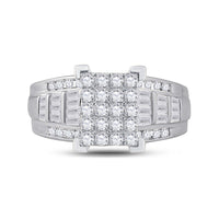Load image into Gallery viewer, 10kt White Gold Womens Princess Diamond Cluster Bridal Wedding Engagement Ring 1.00 Cttw
