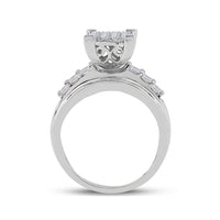 Load image into Gallery viewer, 10kt White Gold Womens Princess Diamond Cluster Bridal Wedding Engagement Ring 1.00 Cttw
