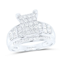 Load image into Gallery viewer, 10kt White Gold Womens Princess Diamond Cluster Bridal Wedding Engagement Ring 1.00 Cttw
