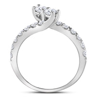 Load image into Gallery viewer, 14kt White Gold Womens Round Diamond 2-stone Bridal Wedding Engagement Ring 1.00 Cttw (Certified)
