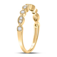 Load image into Gallery viewer, 10kt Yellow Gold Womens Round Diamond Milgrain Stackable Band Ring 1/6 Cttw
