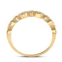 Load image into Gallery viewer, 10kt Yellow Gold Womens Round Diamond Milgrain Stackable Band Ring 1/6 Cttw
