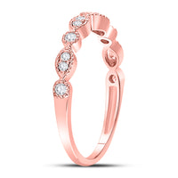 Load image into Gallery viewer, 10kt Rose Gold Womens Round Diamond Milgrain Stackable Band Ring 1/6 Cttw
