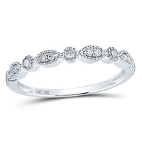 Load image into Gallery viewer, 10kt White Gold Womens Round Diamond Milgrain Stackable Band Ring 1/6 Cttw
