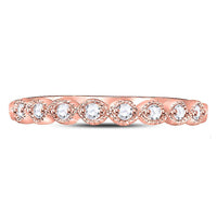 Load image into Gallery viewer, 10kt Rose Gold Womens Round Diamond Stackable Band Ring 1/10 Cttw
