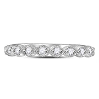 Load image into Gallery viewer, 10kt White Gold Womens Round Diamond Stackable Band Ring 1/10 Cttw
