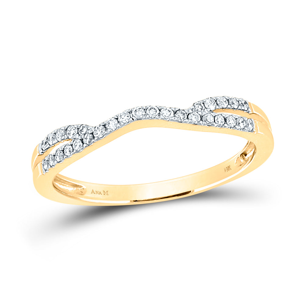 14kt Yellow Gold Womens Round Diamond Contour Enhancer Wedding Band Ring 1/6 Cttw