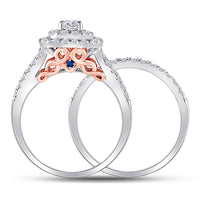 Load image into Gallery viewer, 14kt Two-tone Gold Womens Round Diamond Bridal Wedding Engagement Ring Band Set 1-1/4 Cttw (Certified)
