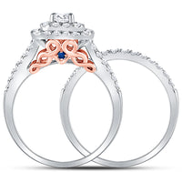 Load image into Gallery viewer, 14kt Two-tone Gold Womens Round Diamond Bridal Wedding Engagement Ring Band Set 1-1/4 Cttw (Certified)
