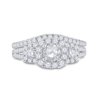Load image into Gallery viewer, 14kt Two-tone Gold Womens Round Diamond Bridal Wedding Engagement Ring Band Set 1-1/2 Cttw (Certified)
