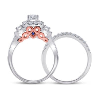 Load image into Gallery viewer, 14kt Two-tone Gold Womens Round Diamond Bridal Wedding Engagement Ring Band Set 1-1/2 Cttw (Certified)
