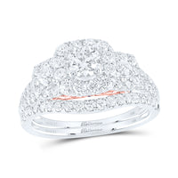 Load image into Gallery viewer, 14kt Two-tone Gold Womens Round Diamond Bridal Wedding Engagement Ring Band Set 1-1/2 Cttw (Certified)
