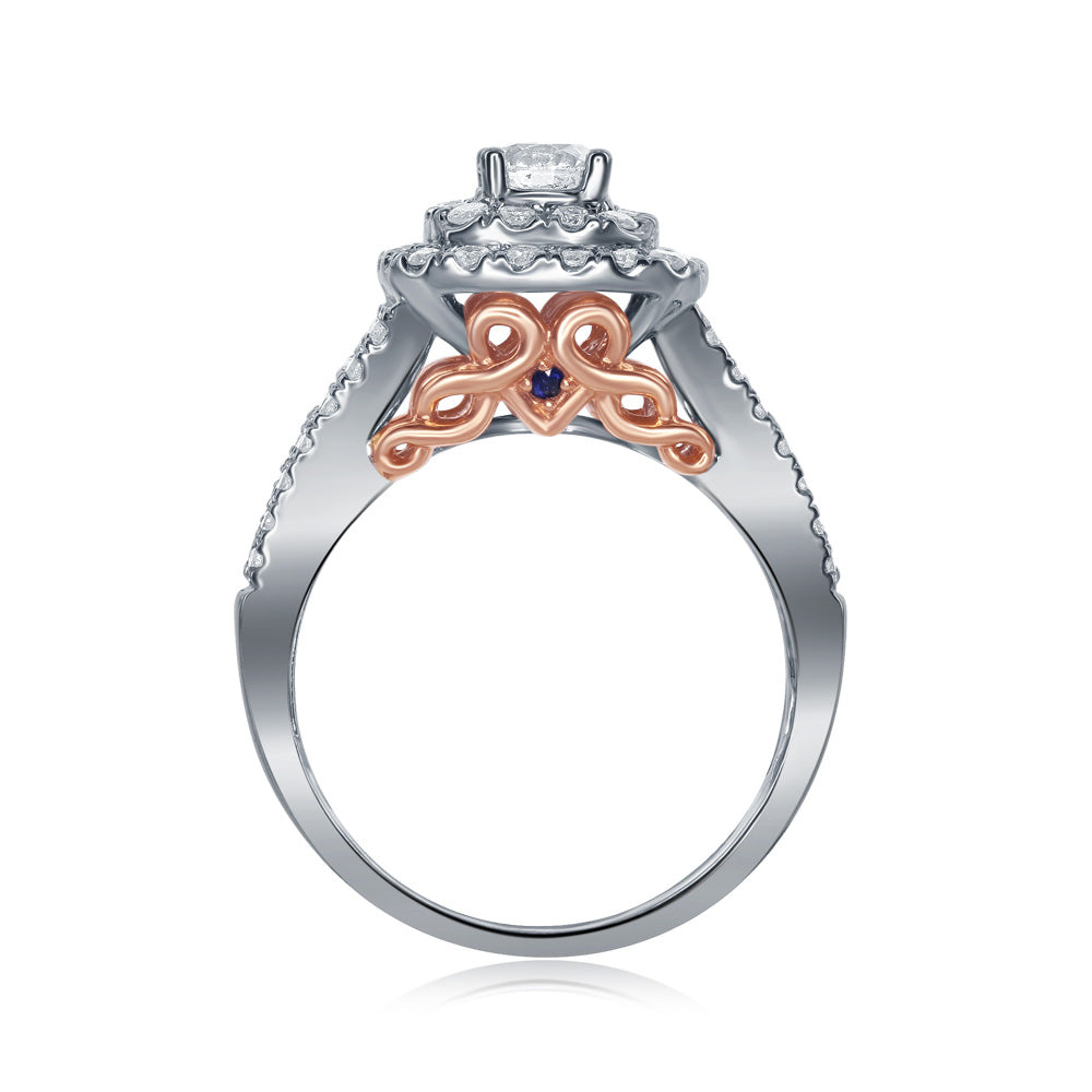 14kt Two-tone Gold Womens Round Diamond Bridal Wedding Engagement Ring Band Set 1-1/2 Cttw (Certified)