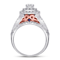 Load image into Gallery viewer, 14kt Two-tone Gold Womens Round Diamond Bridal Wedding Engagement Ring Band Set 1-1/2 Cttw (Certified)
