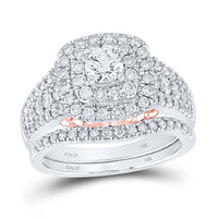 Load image into Gallery viewer, 14kt Two-tone Gold Womens Round Diamond Bridal Wedding Engagement Ring Band Set 1-1/2 Cttw (Certified)
