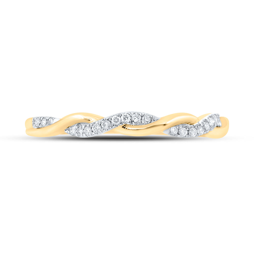10kt Yellow Gold Womens Round Diamond Stackable Band Ring 1/10 Cttw