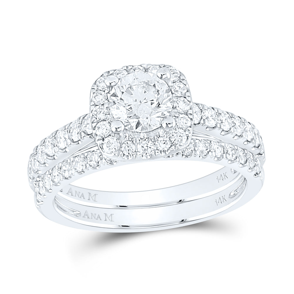 14kt White Gold Womens Round Diamond Bridal Wedding Engagement Ring Band Set 1-1/2 Cttw (Certified)